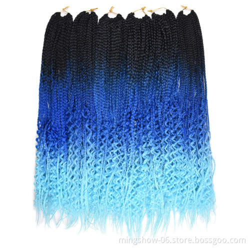 100g 24" box braids with curly ends crochet braid hair pre looped twist